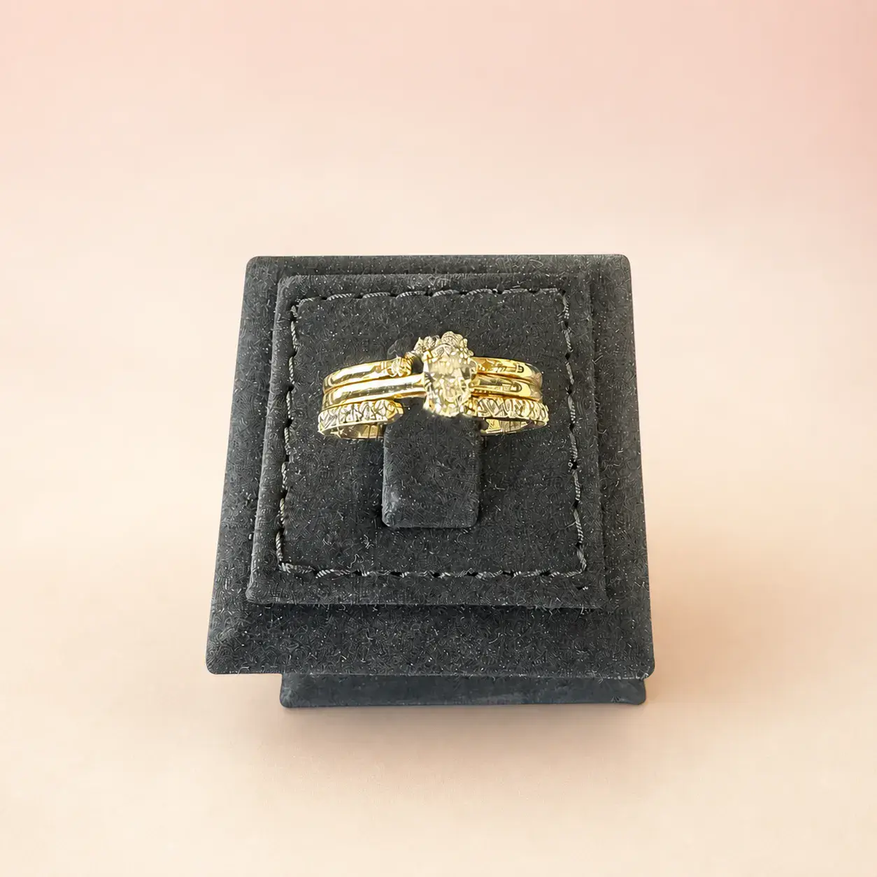 Golden Oval Ring Set