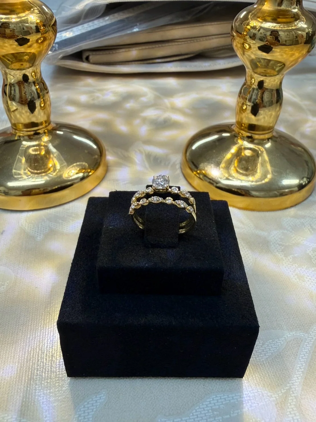 Golden Vine Diamond Ring Set, view 4