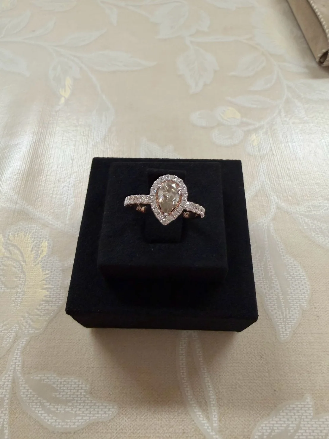 Roselight Pear Halo Ring, view 4