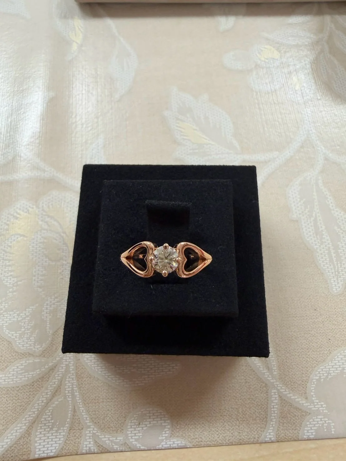 Rose Gold Sculptural Solitaire, view 3