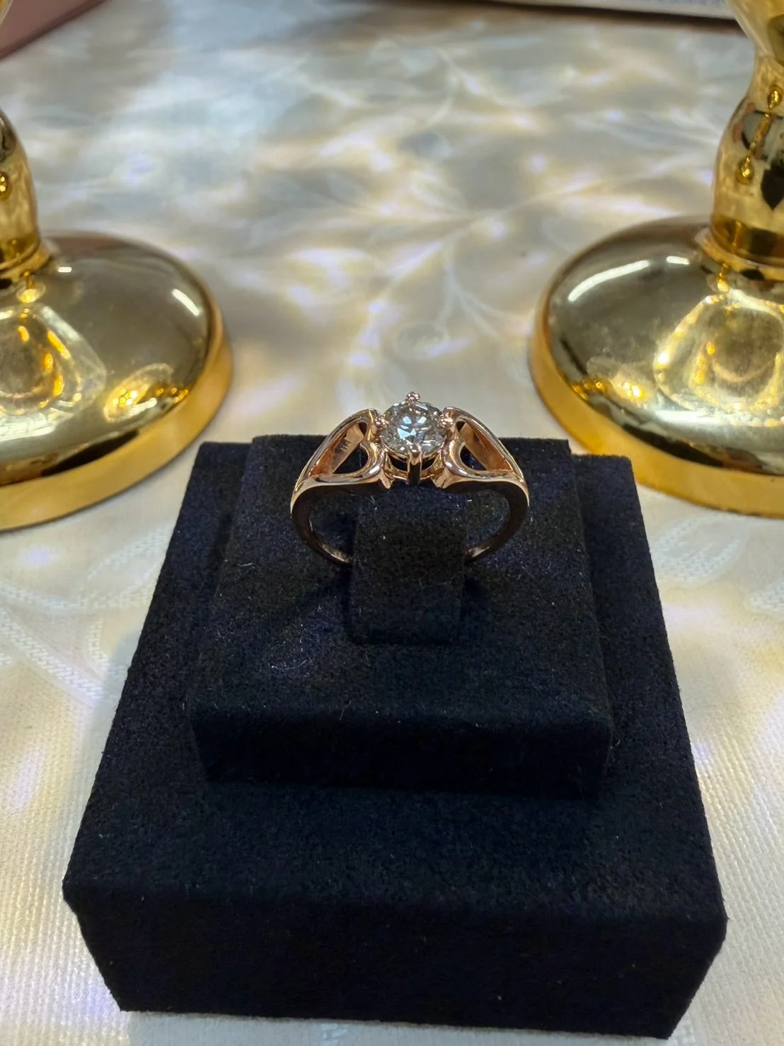 Rose Gold Sculptural Solitaire, view 2