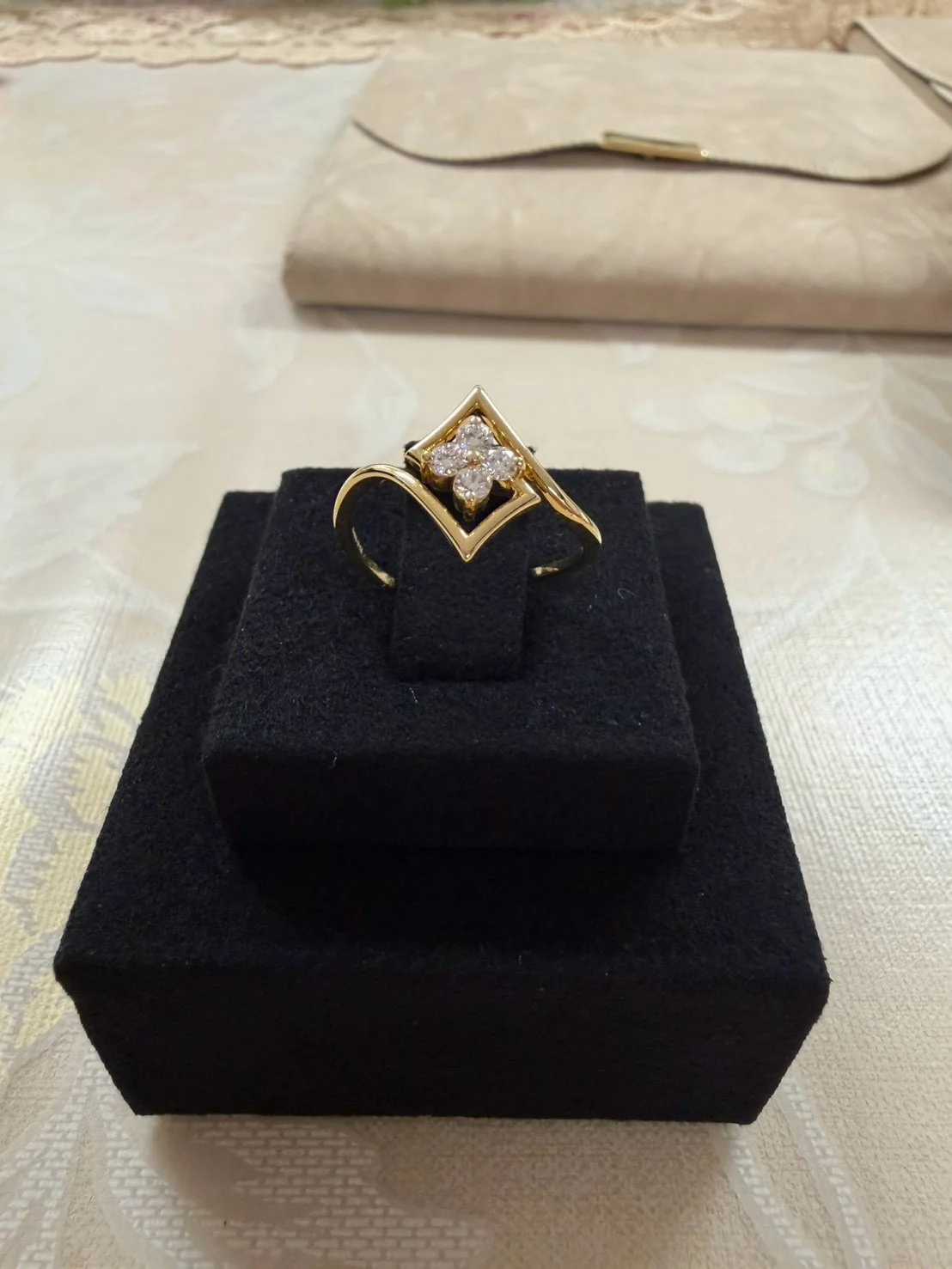 Golden Diamond Fleur Ring, view 3