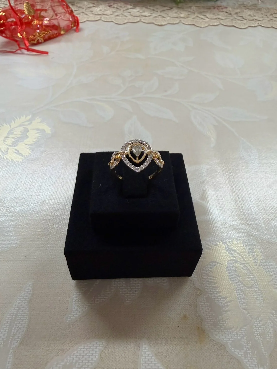 Golden Diamond Fleur Ring, view 5