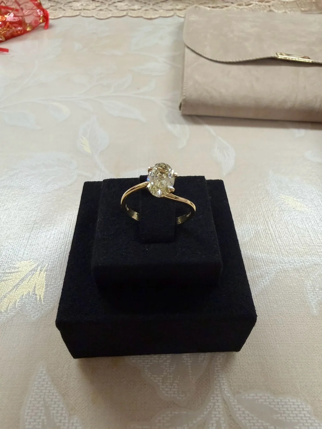 Fancy Yellow Oval Solitaire, view 3